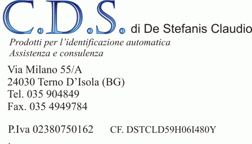 Vendita, assistenza e consulenza stampanti per etichette e lettori per codici a barre. CDS DI DE STEFANIS CLAUDIO